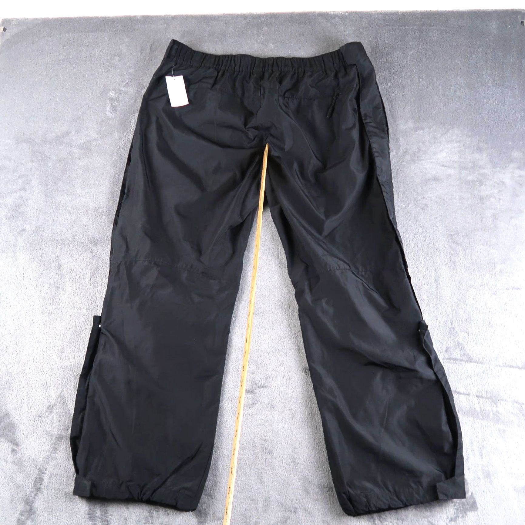 Vintage ROKIT Mens Windbreaker Pants Size L Side Zip Pockets Black Polyester Sports Size US 33 - 2 Thumbnail