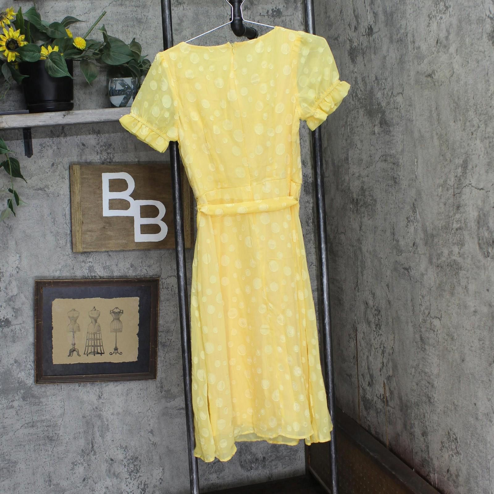 Other Nwt Ny Collection Chiffon Midi Dress Yellow Multi Circle Ps Size S / US 4 / IT 40 - 2 Thumbnail