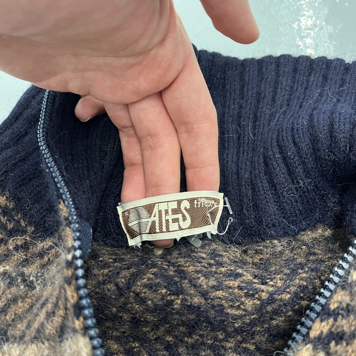Other Vintage 80s Ates Tricots Brown Pattern Wool 1/2 Zip Sweater Size S / US 4 / IT 40 - 4 Thumbnail