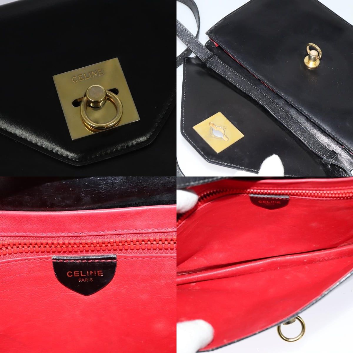 Celine CELINE Shoulder Bag Leather Black Gold Size ONE SIZE - 11 Thumbnail