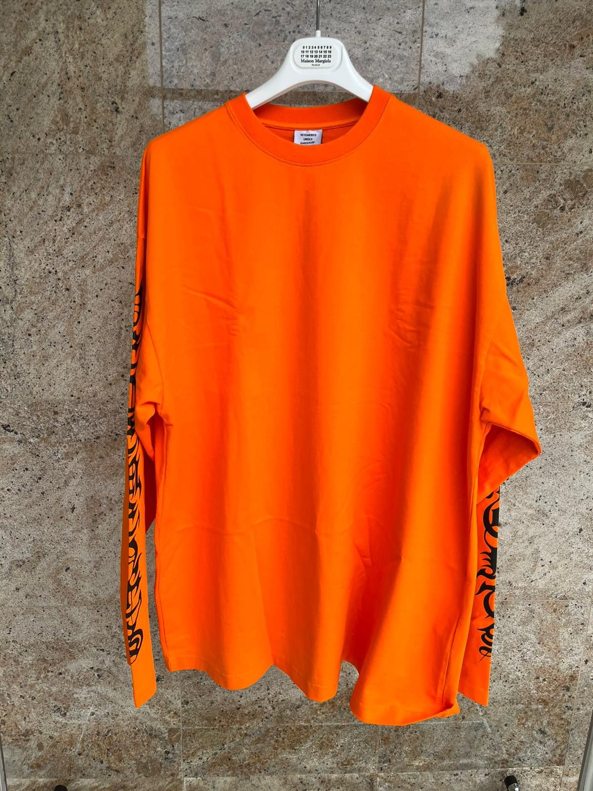 image of Vetements Gothic Logo T-Shirt Long sleeve In Orange, Men's (Size Large)