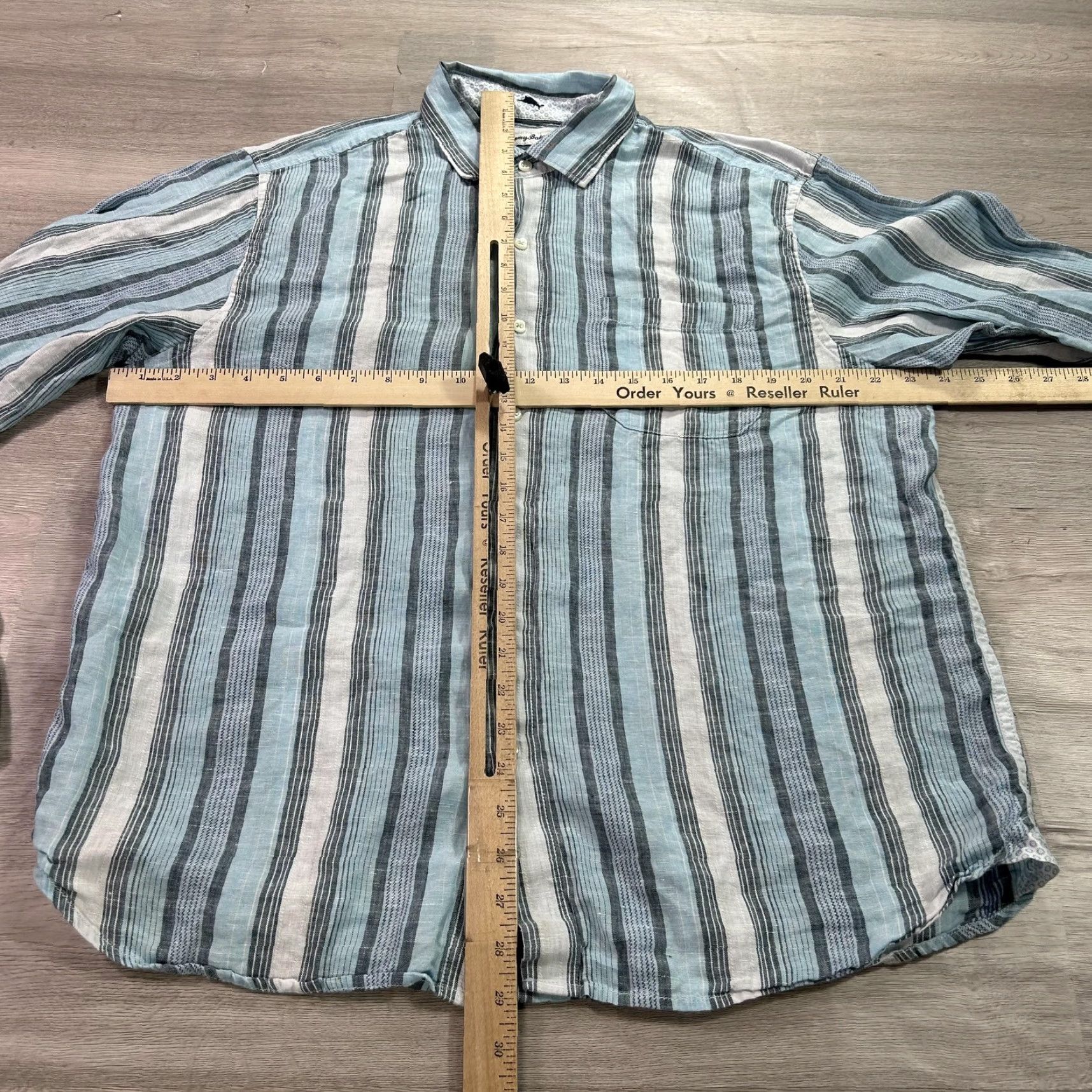 Tommy Bahama Tommy Bahama Shirt Mens Large 100% Linen Blue Stripe Button Front Casual Size US L / EU 52-54 / 3 - 6 Thumbnail