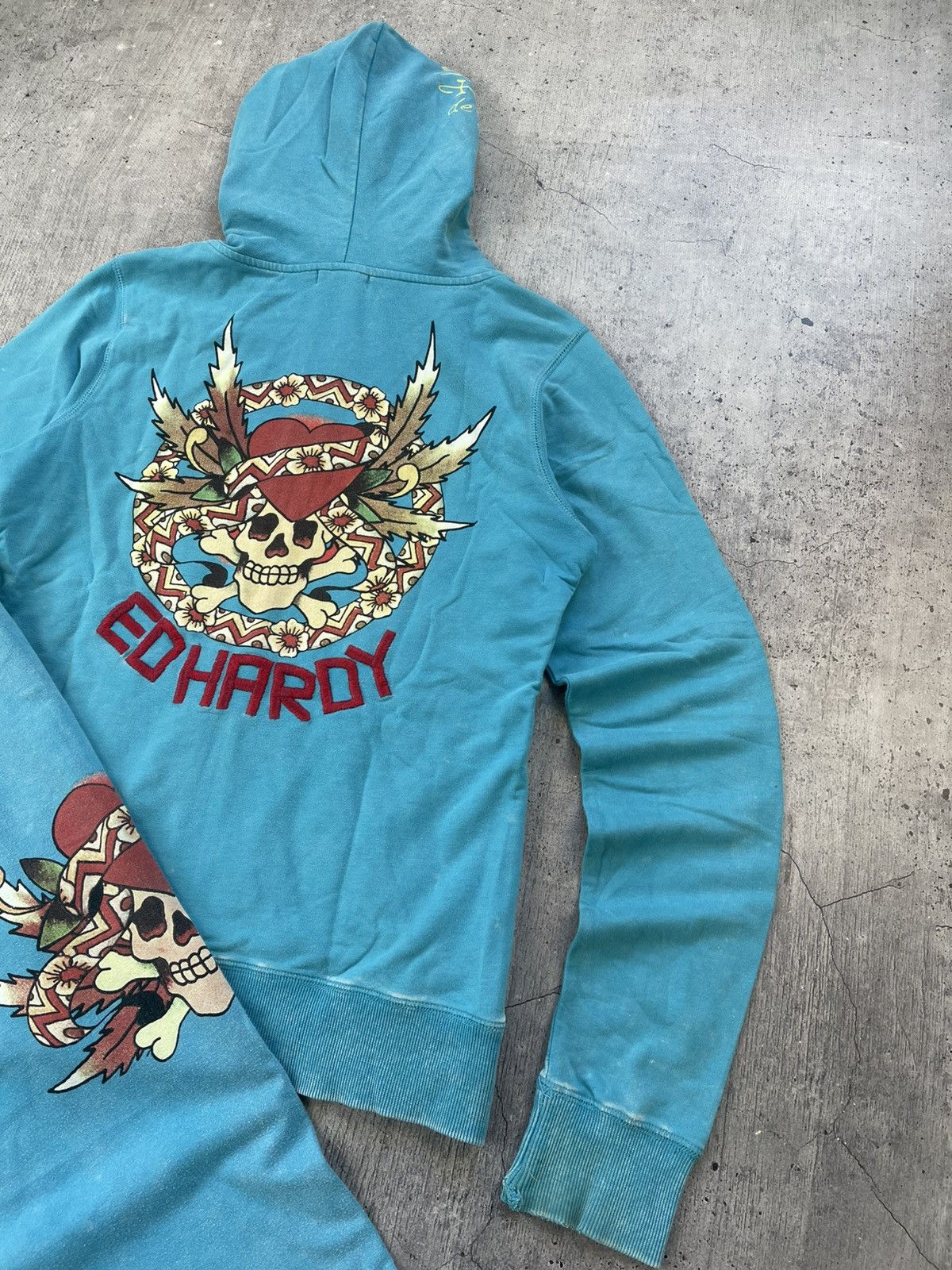 Ed Hardy × Vintage Vintage Y2k Ed Hardy Suit(Pants+Zip Sweatshirt) Skull ☠️ 90’s Size XL / US 12-14 / IT 48-50 - 4 Thumbnail