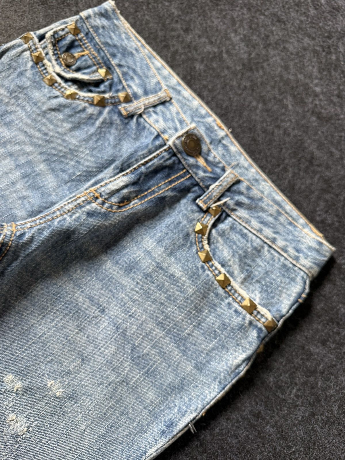 Hysteric Glamour × Japanese Brand Distressed Boro Studded Flare Jeans Japanese Brand Size US 28 / EU 44 - 8 Thumbnail