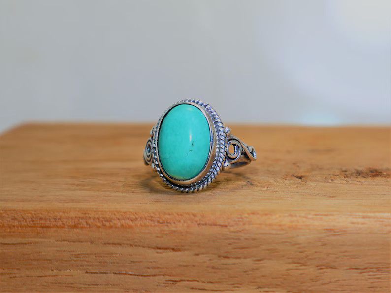 Handmade Turquoise Ring, Handmade 925 Sterling Silver Promise Jewelry Size ONE SIZE - 2 Thumbnail