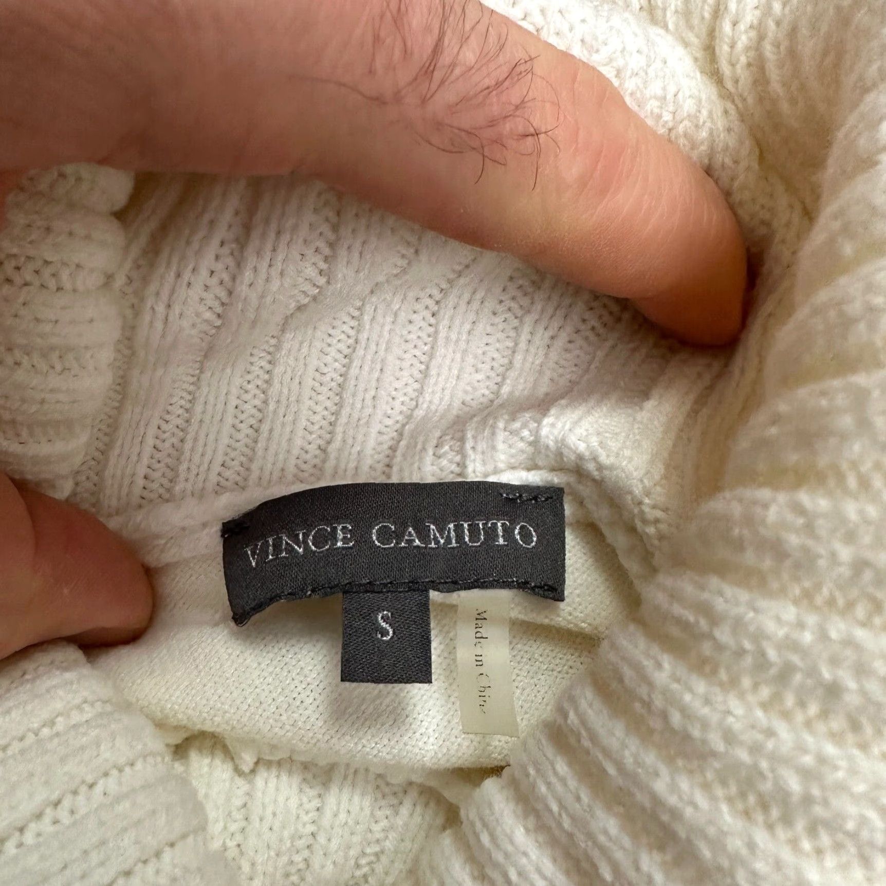 Vince Camuto Vince Camuto Sweater Womens Small Ivory Cable Knit Turtleneck Raglan Long Sleeve Size S / US 4 / IT 40 - 4 Thumbnail