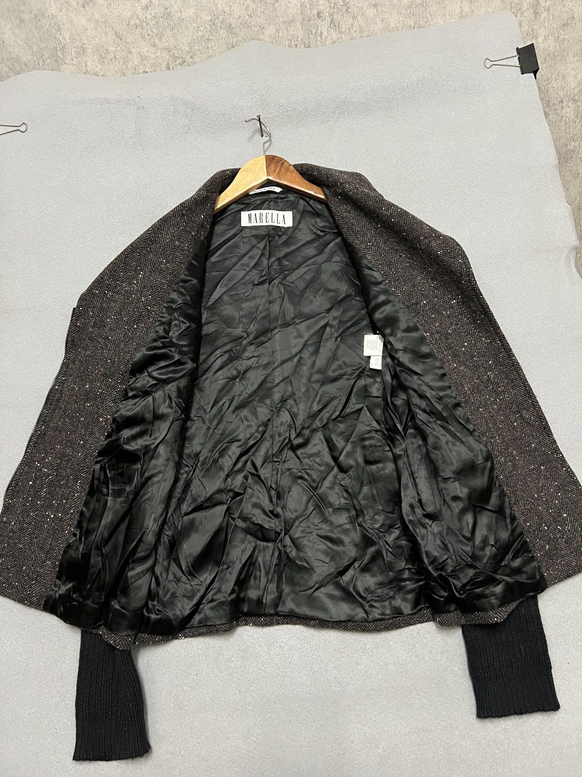 Marella 634.Vtg Marella Asymmetric Zip Tweed Knit Combo Biker Size M / US 6-8 / IT 42-44 - 5 Thumbnail