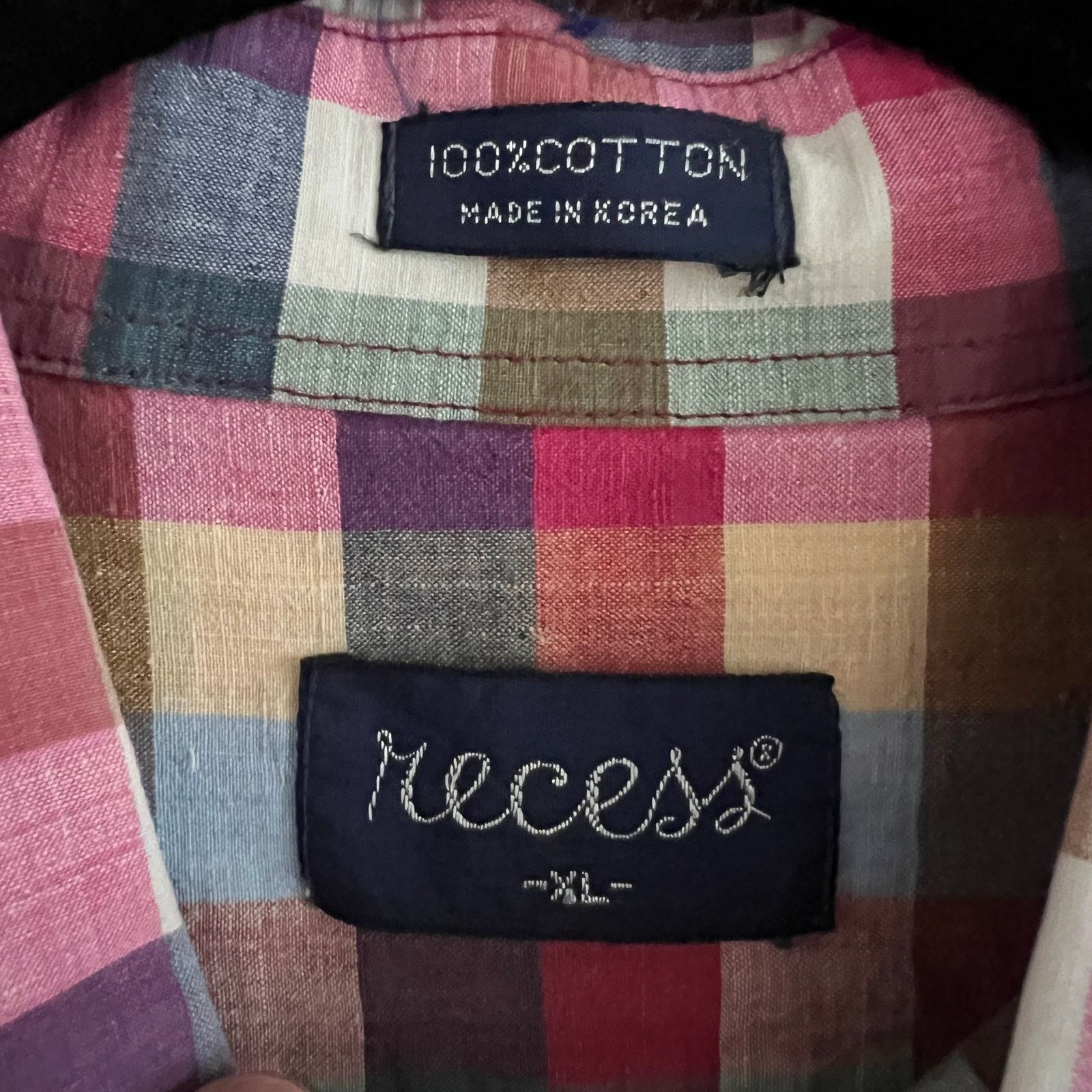 Vintage VTG Recess Men's SS Paper Thin Madras Shirt XL 23.5x30 Size US XL / EU 56 / 4 - 3 Thumbnail