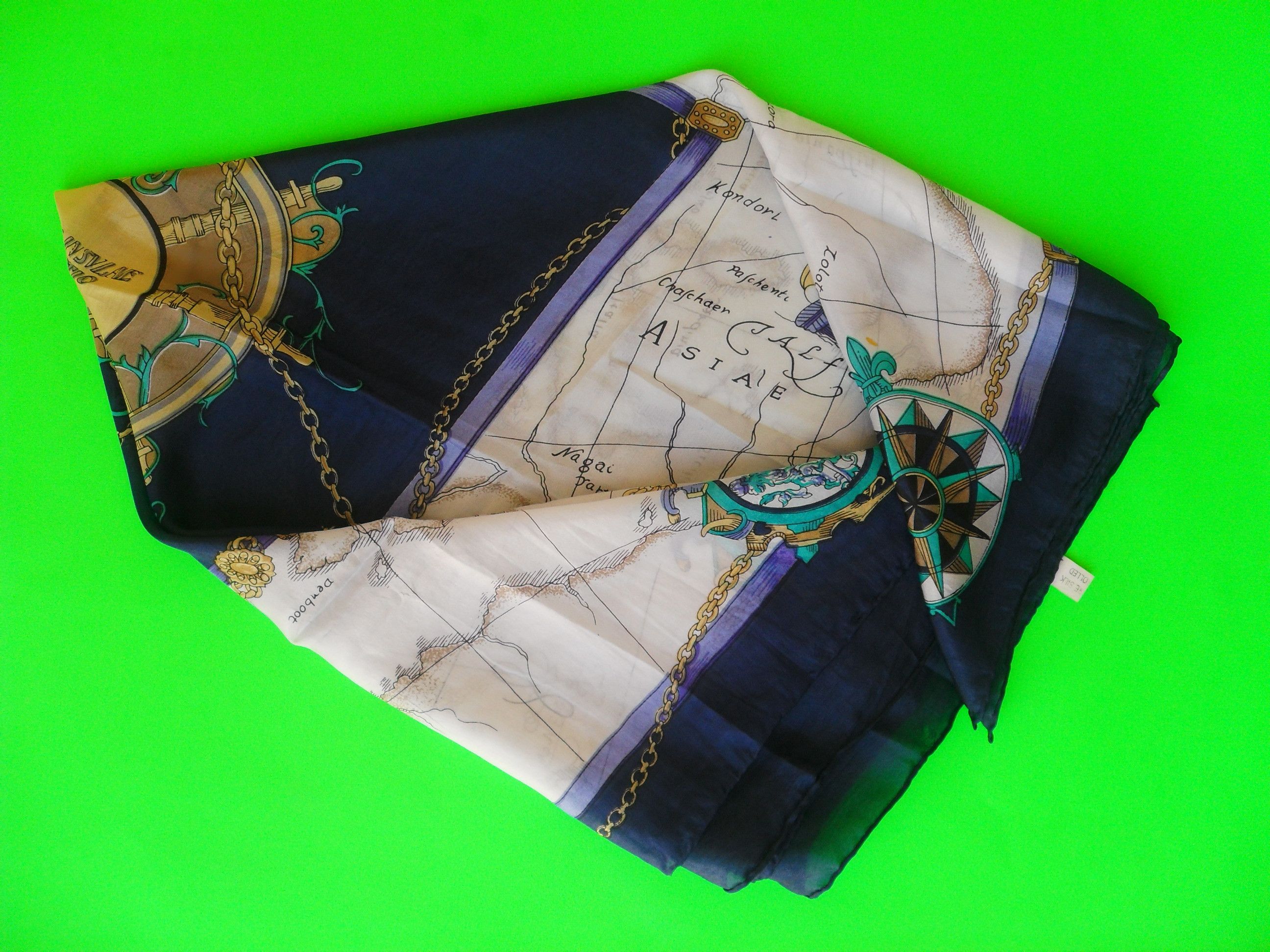 Other Very soft vintage pure silk scarf with a nautical theme. Size ONE SIZE - 5 Thumbnail