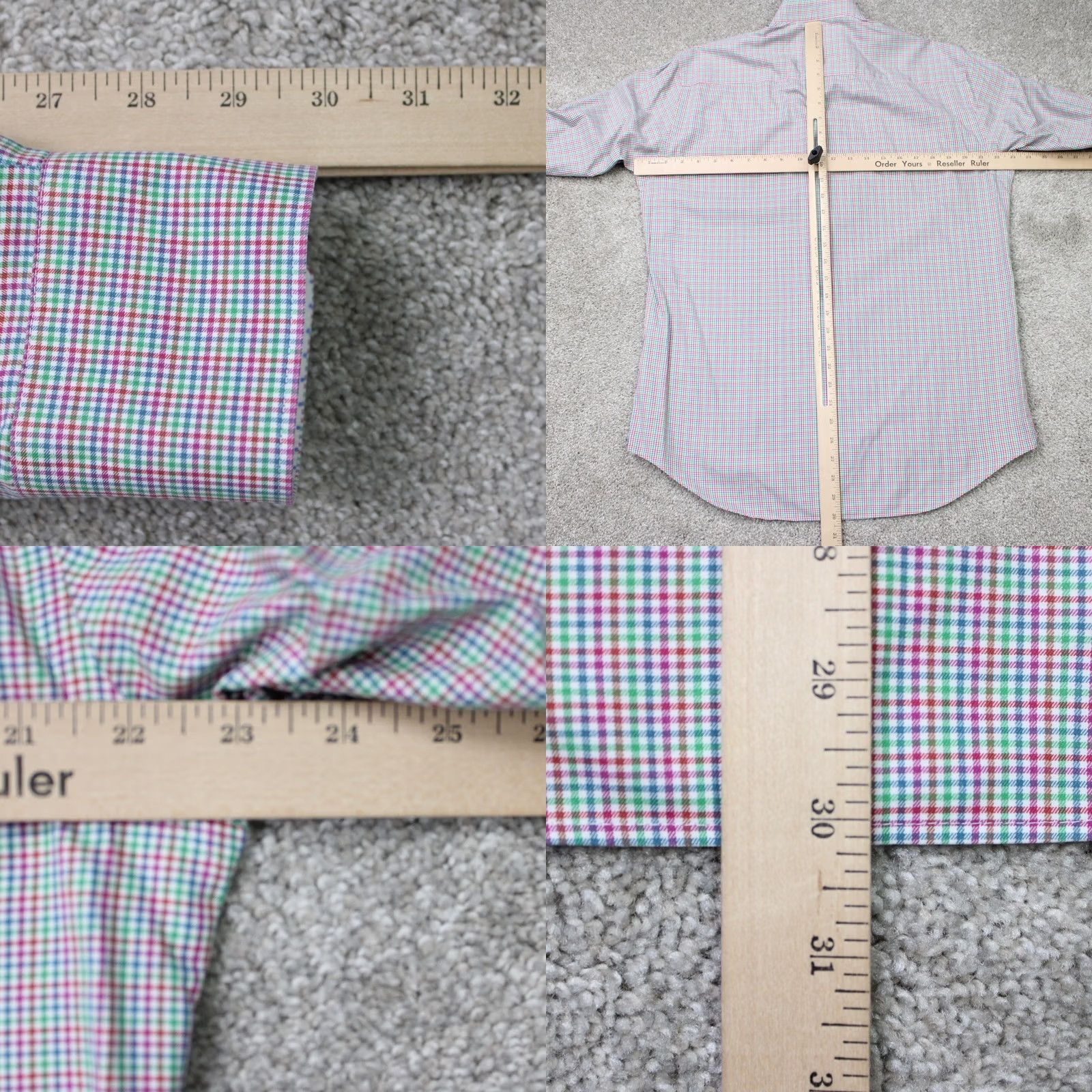 BUGATCHI Bugatchi Uomo Shirt Mens 15 1/2 32/33 Red/Green Flip Cuff Cotton Long Sleeve Dress Shirt Pattern Check Blue White Red Green Size US L / EU 52-54 / 3 - 8 Thumbnail