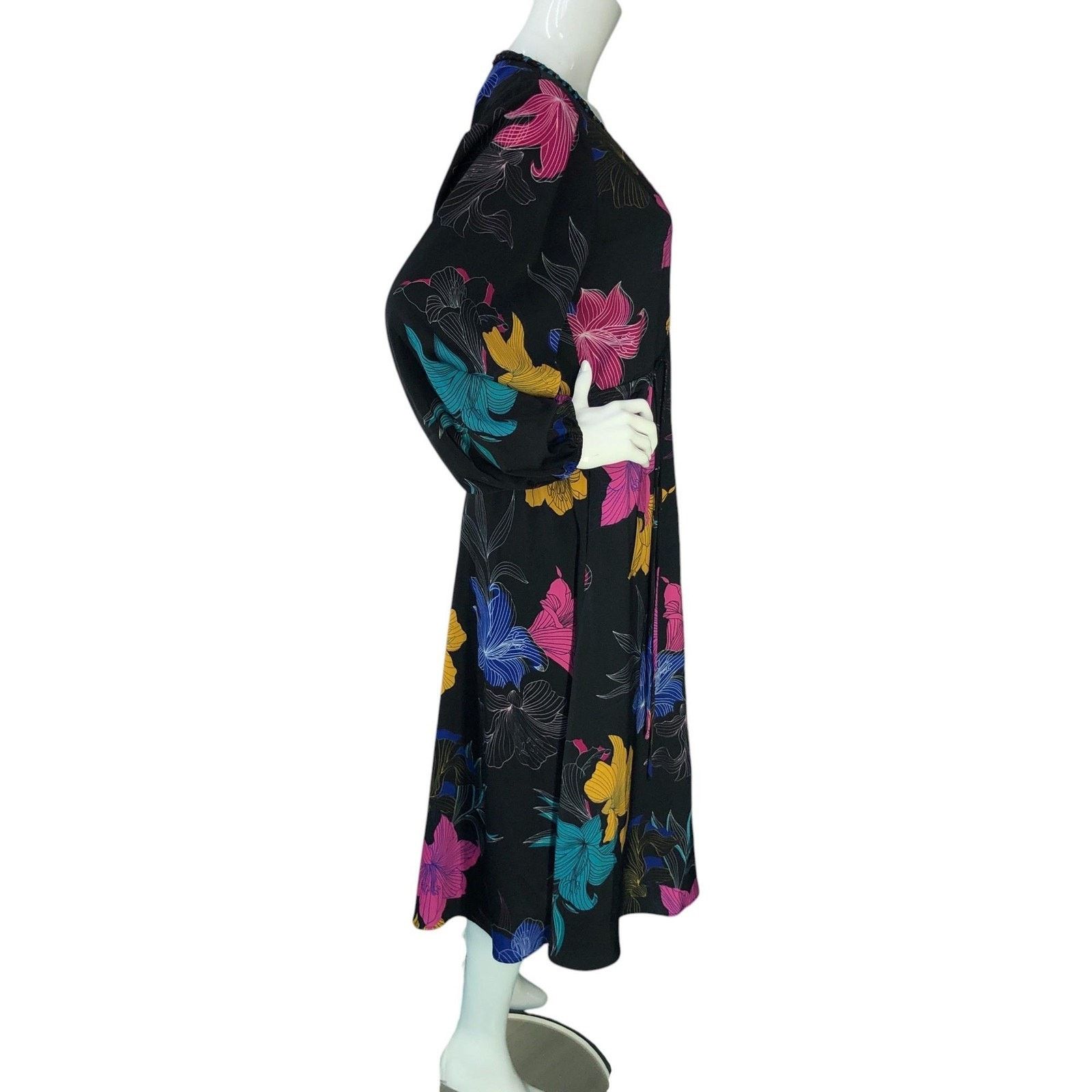KOBI HALPERIN Kobi Halperin Dress M Black Multi Floral Alexi Long Sleeve Size M / US 6-8 / IT 42-44 - 10 Thumbnail
