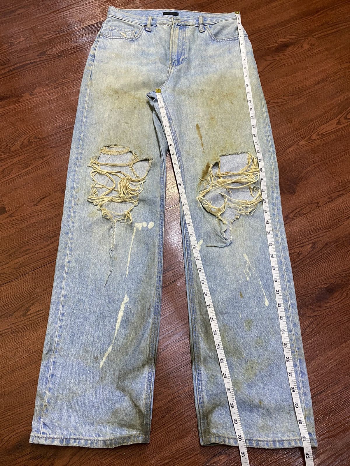 Japanese Brand Vintage Uniqlo Acid Wash Ripped Loose Jeans Size US 30 / EU 46 - 15 Thumbnail