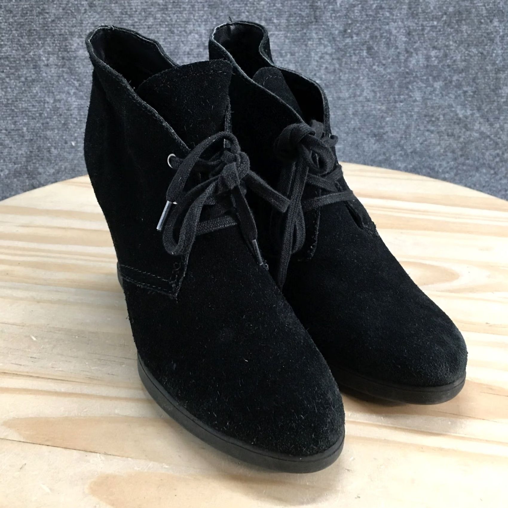 Dolce Vita Dolce Vita Boots Womens 8.5 Casual Lace Up Wedge Ankle Bootie Black Leather Boots Size US 9 / IT 39 - 3 Thumbnail