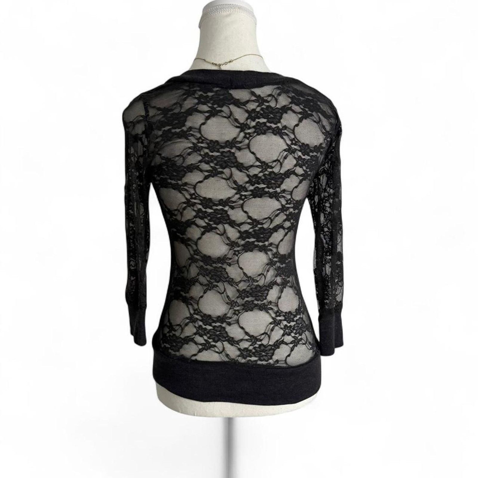 Other Lace Button Up Sheer Layering Top - Sweater Size Medium Size M / US 6-8 / IT 42-44 - 2 Thumbnail