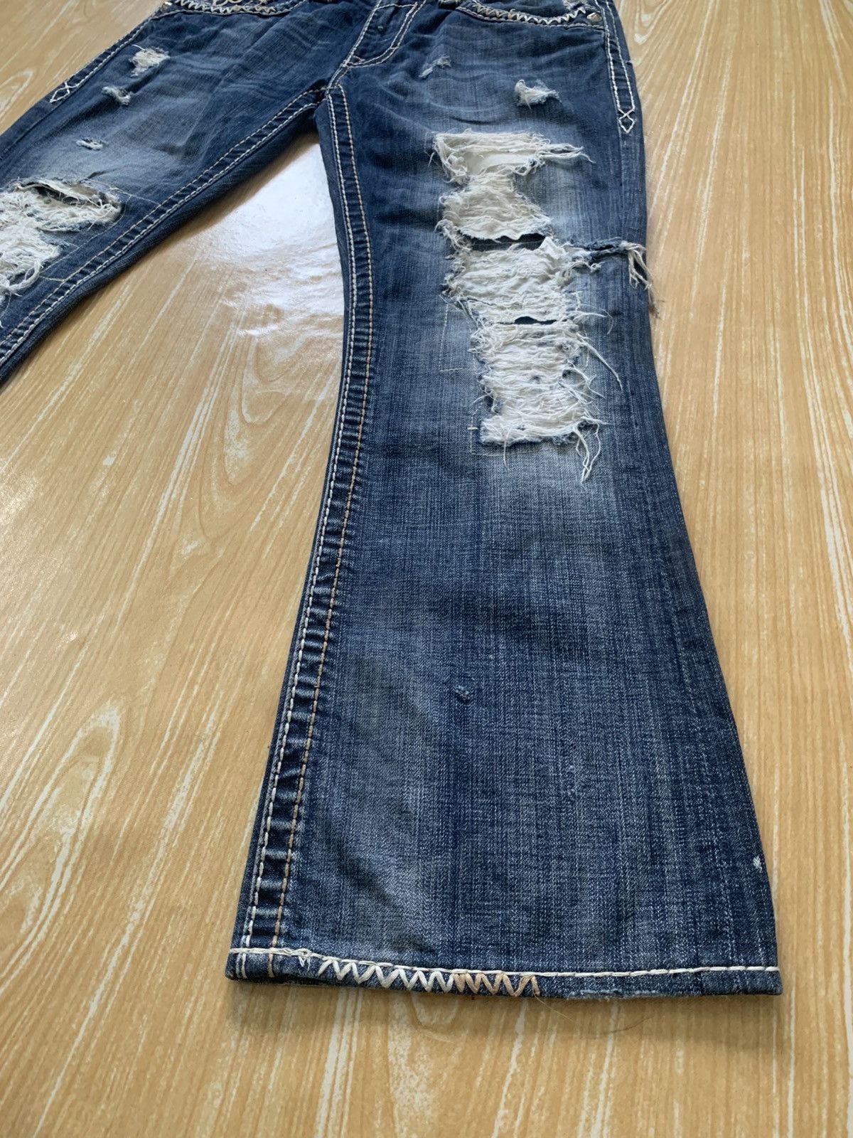 Rock Revival Rare.. Distressed Rock Revival Slim Boot Flare Jeans Pants Size US 34 / EU 50 - 10 Thumbnail