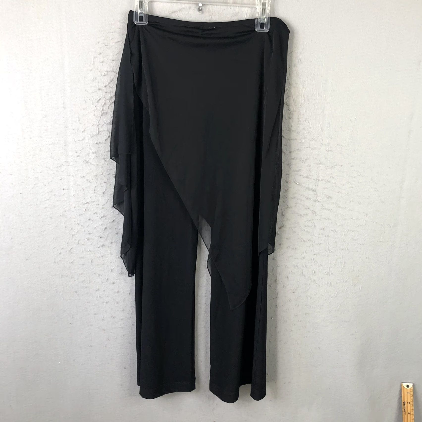 DANCER VINTAGE Sharif Designs Pants Womens Medium Black Chiffon Overlay Belly Dance Studded Size 32" / US 10 / IT 46 - 2 Thumbnail