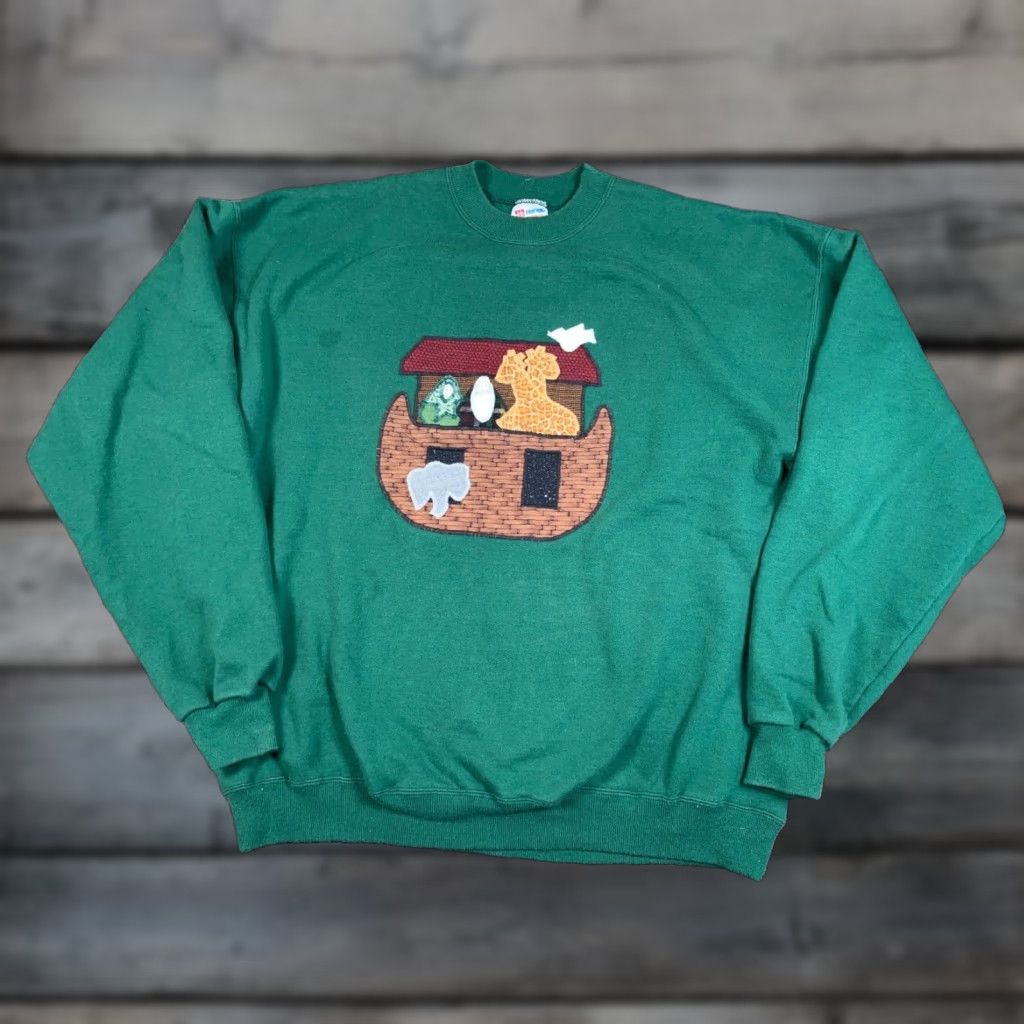 Hanes VINTAGE Hanes Sweatshirt Graphic Print Green 2XL Crew Neck Heavyweight Cotton-Polyester Fall Winter Mens Mens 90s Retro Size US XXL / EU 58 / 5 - 1 Thumbnail