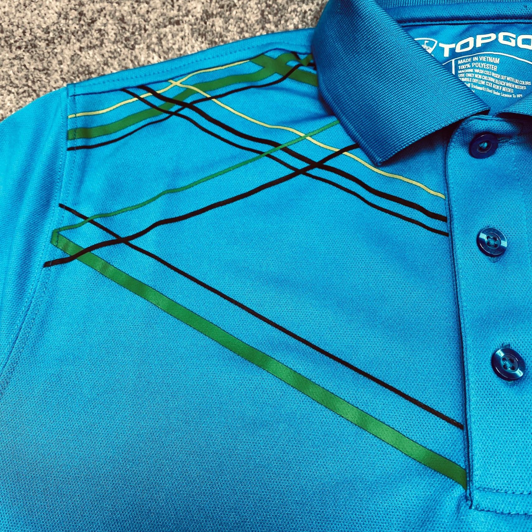 Vintage Top Golf Polo Shirt Mens Small Blue Green Black Logo Polo Shirt Mens S Blue Geometric Design Golf Size US S / EU 44-46 / 1 - 5 Thumbnail