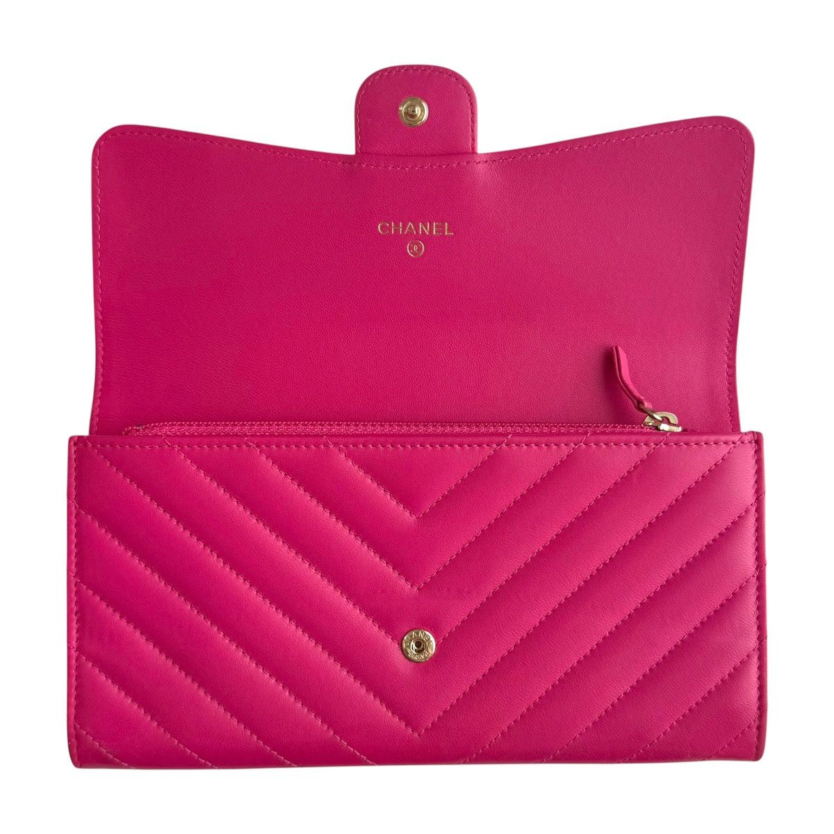 Chanel Chanel CC Chevron Stitch Leather Long Wallet Size ONE SIZE - 3 Thumbnail