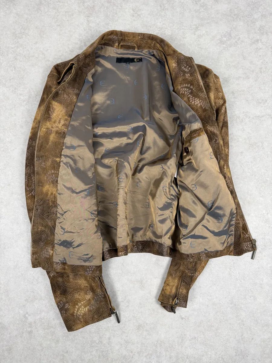 Just Cavalli 2000s Cavalli Brown Spiritual Dragon Faded Leather Premium Jacket Size US M / EU 48-50 / 2 - 8 Thumbnail