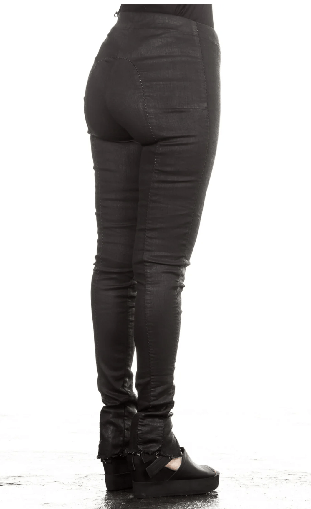 Masnada Waxed Fitted Trousers with Ankle Slit Size 28" / US 6 / IT 42 - 2 Thumbnail
