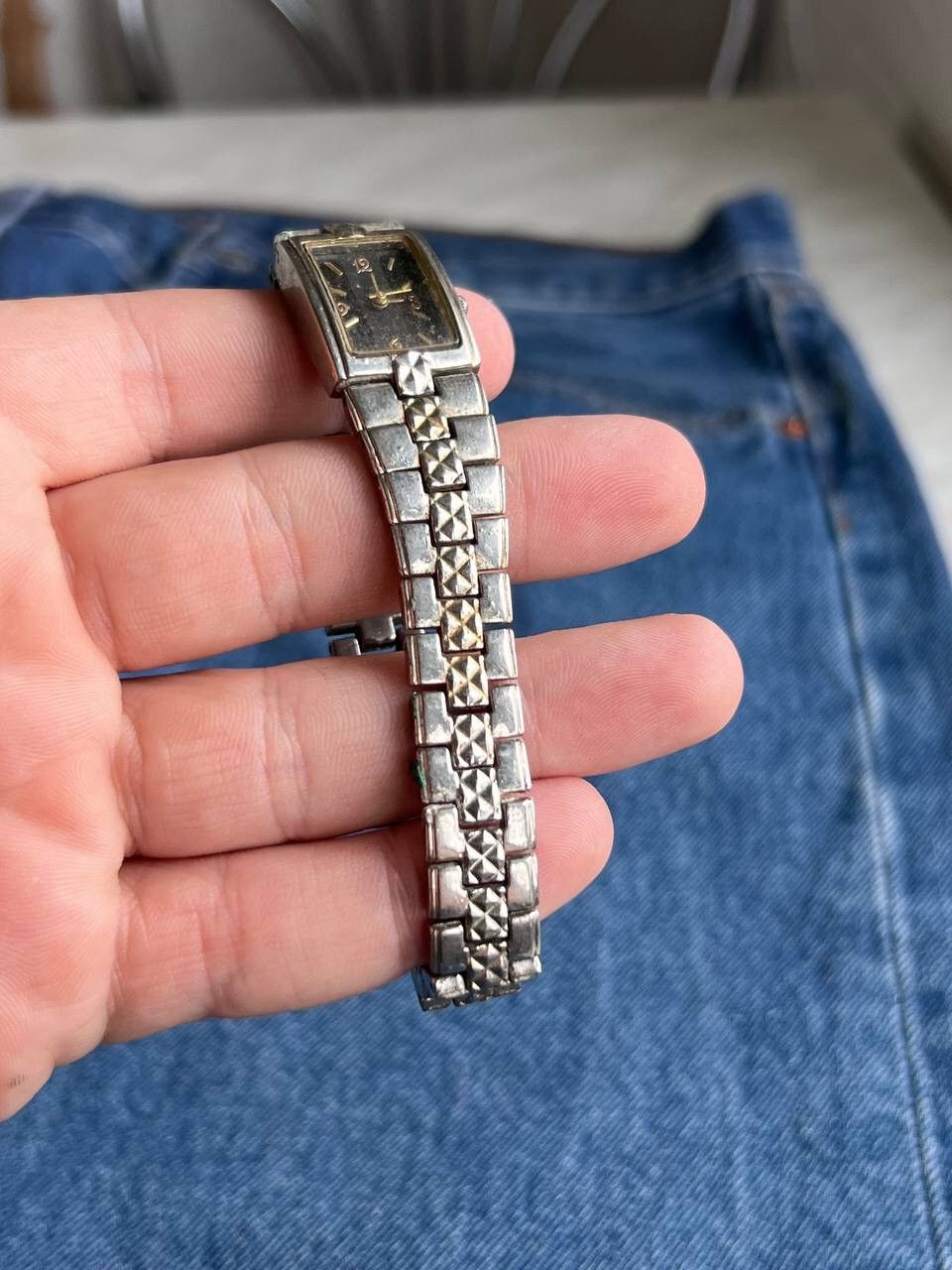 Japanese Brand × Vintage Vintage Japanese Black Dial Watch 90s Silver Bracelet Rare Size ONE SIZE - 3 Thumbnail