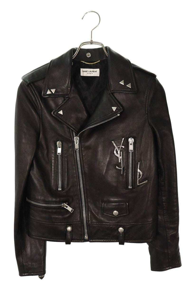 Saint Laurent Paris Ysl Studded Leather Jacket Size F38 in Black, Women's