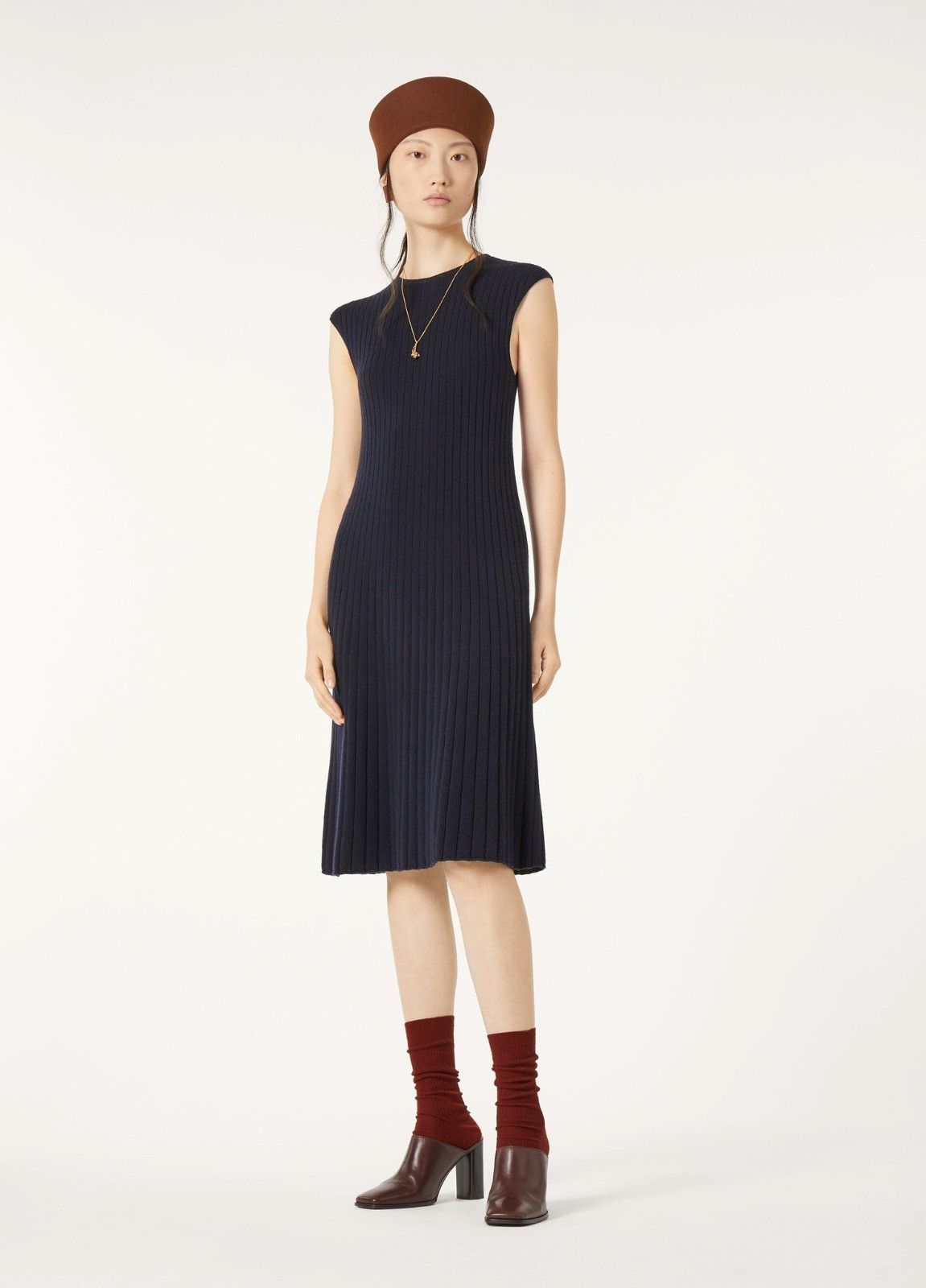 Loro Piana o1srvl11e0526 FAP1314 Coste Midi Dress in Navy Blue Size XS / US 0-2 / IT 36-38 - 5 Thumbnail