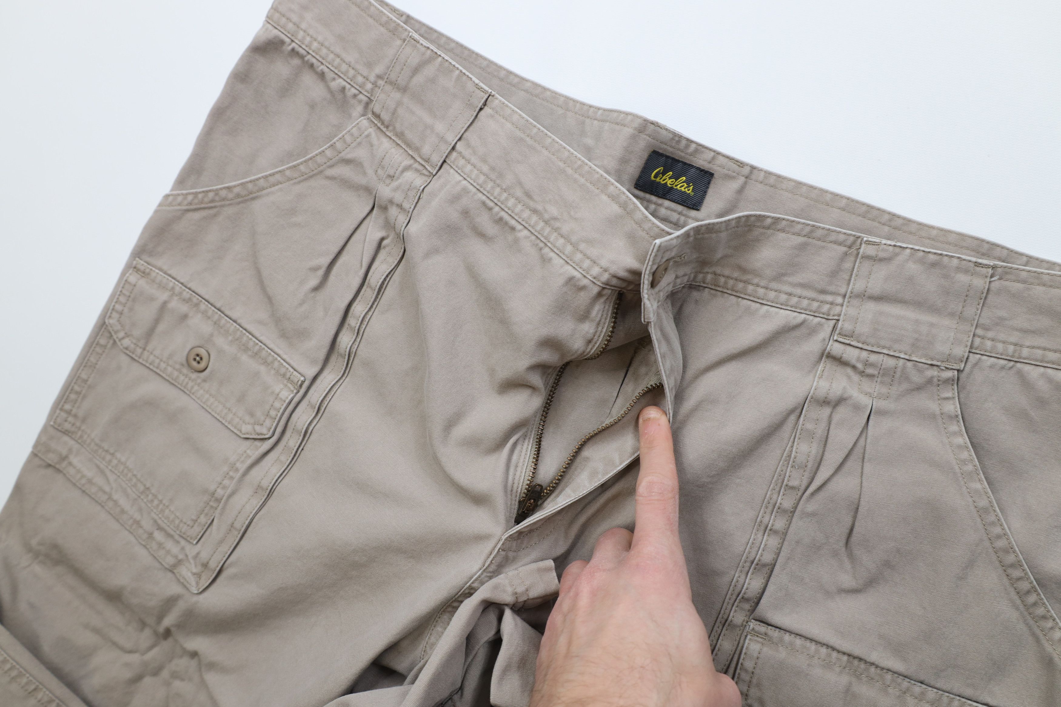 Cabelas Vintage Y2K Cabelas Relaxed Fit Wide Leg Cargo Pants Beige Size US 44 / EU 60 - 6 Thumbnail
