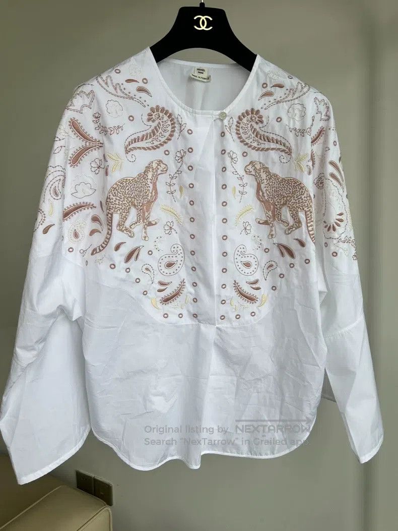 Hermes Hermes 2025 Spring/Summer women's embroidered beach shirt Size XS / US 0-2 / IT 36-38 - 1 Thumbnail