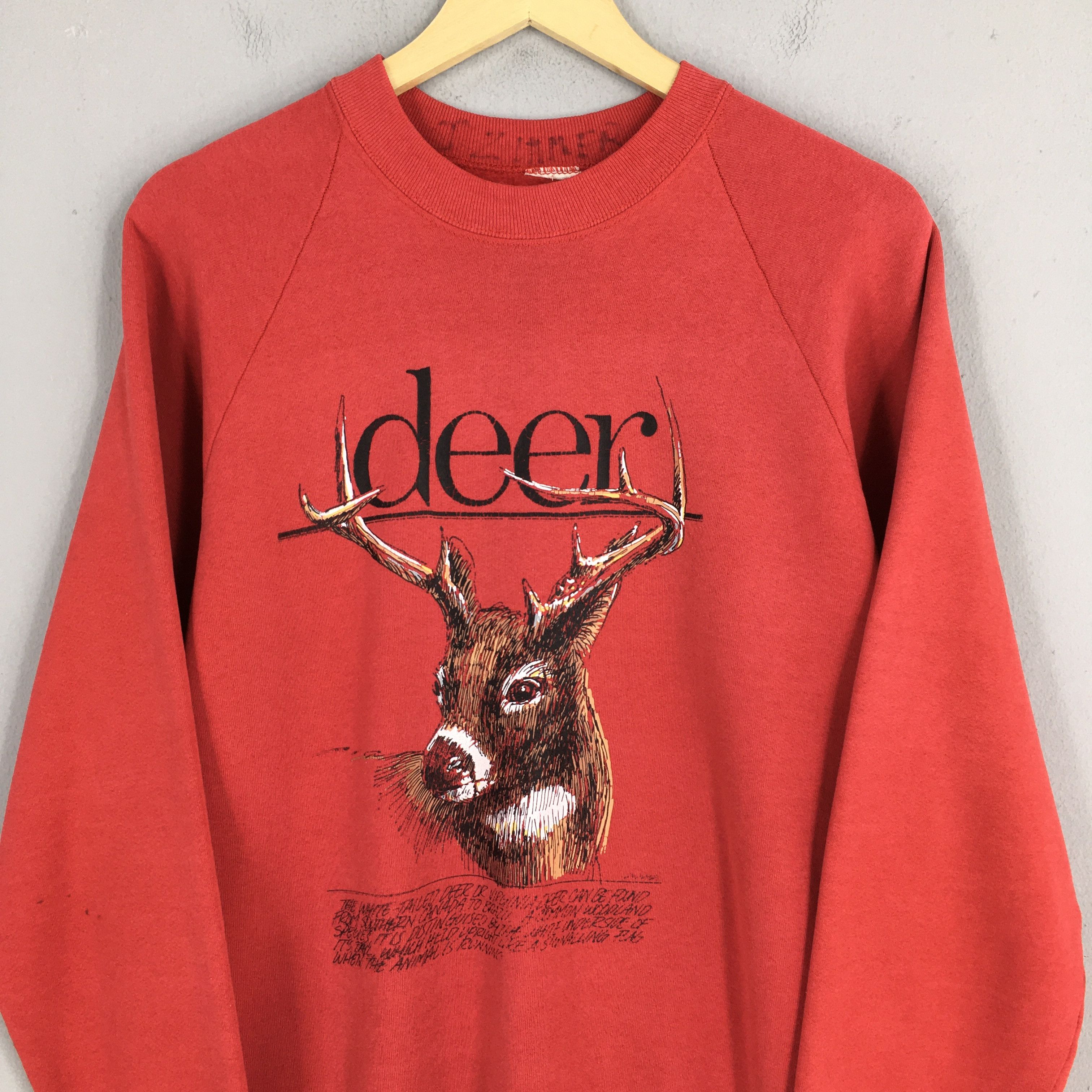 Habitat × Vintage Vintage 80s Deer Animal Whitetail Red Sweatshirt Medium Size US M / EU 48-50 / 2 - 2 Thumbnail
