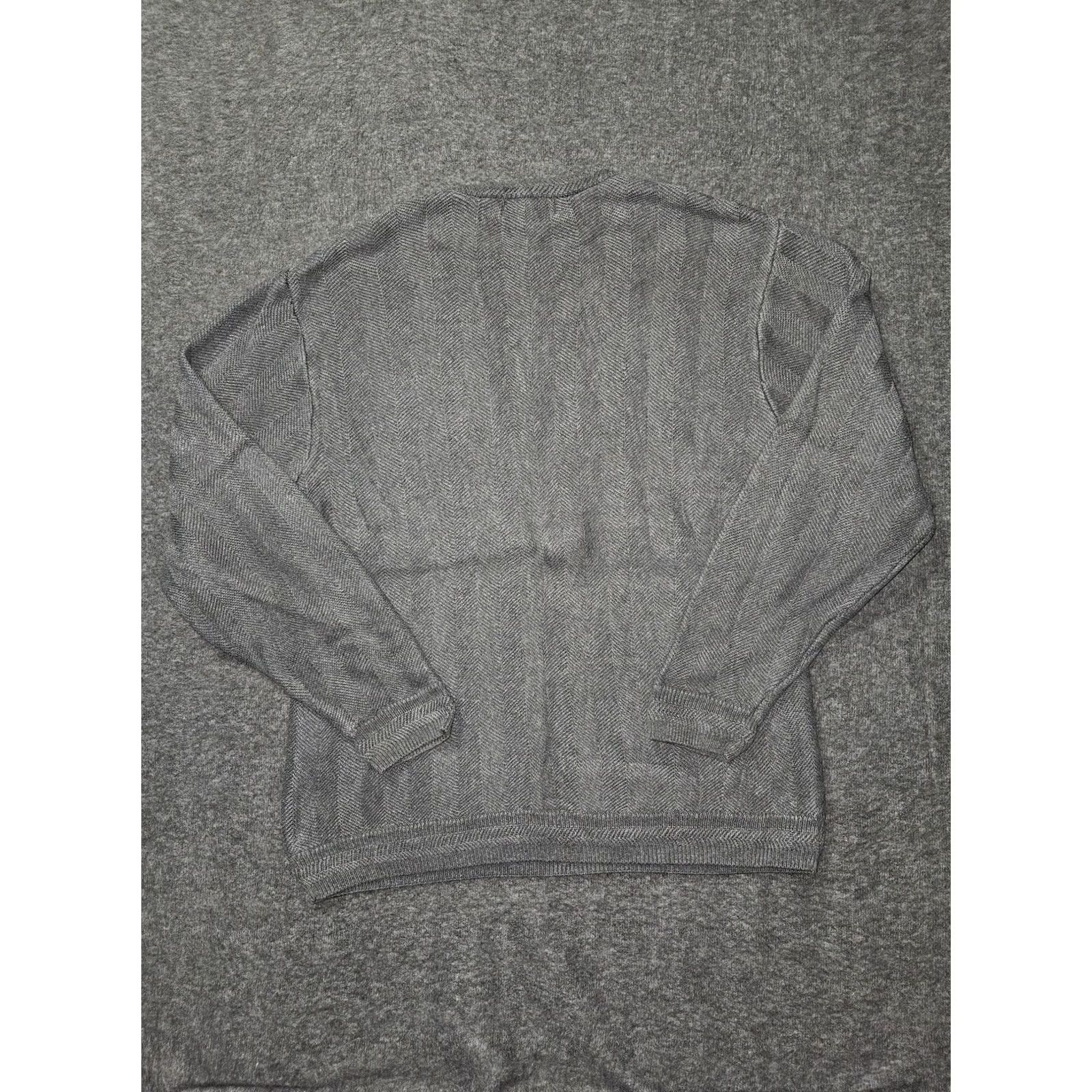 Chaps Chaps Mens Large Gray Cotton Herringbone Crewneck Knit Pullover Sweatshirt Sweater Knit Casual Pullover Size US L / EU 52-54 / 3 - 7 Thumbnail