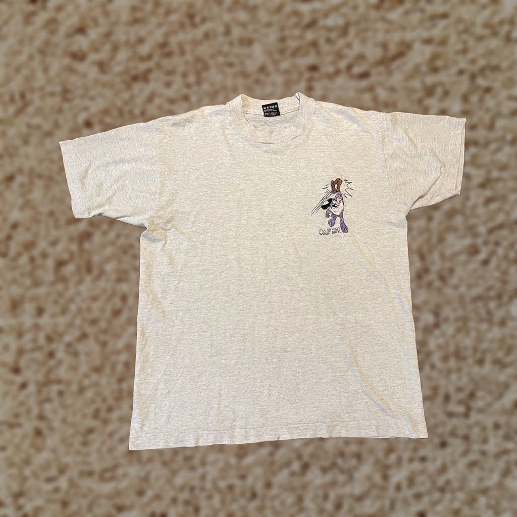 Fruit Of The Loom VINTAGE Looney Warner Brothers Tiny Toons Dizzy Devil Baseball T-Shirt 1993 Adult L Gray Size US L / EU 52-54 / 3 - 1 Thumbnail