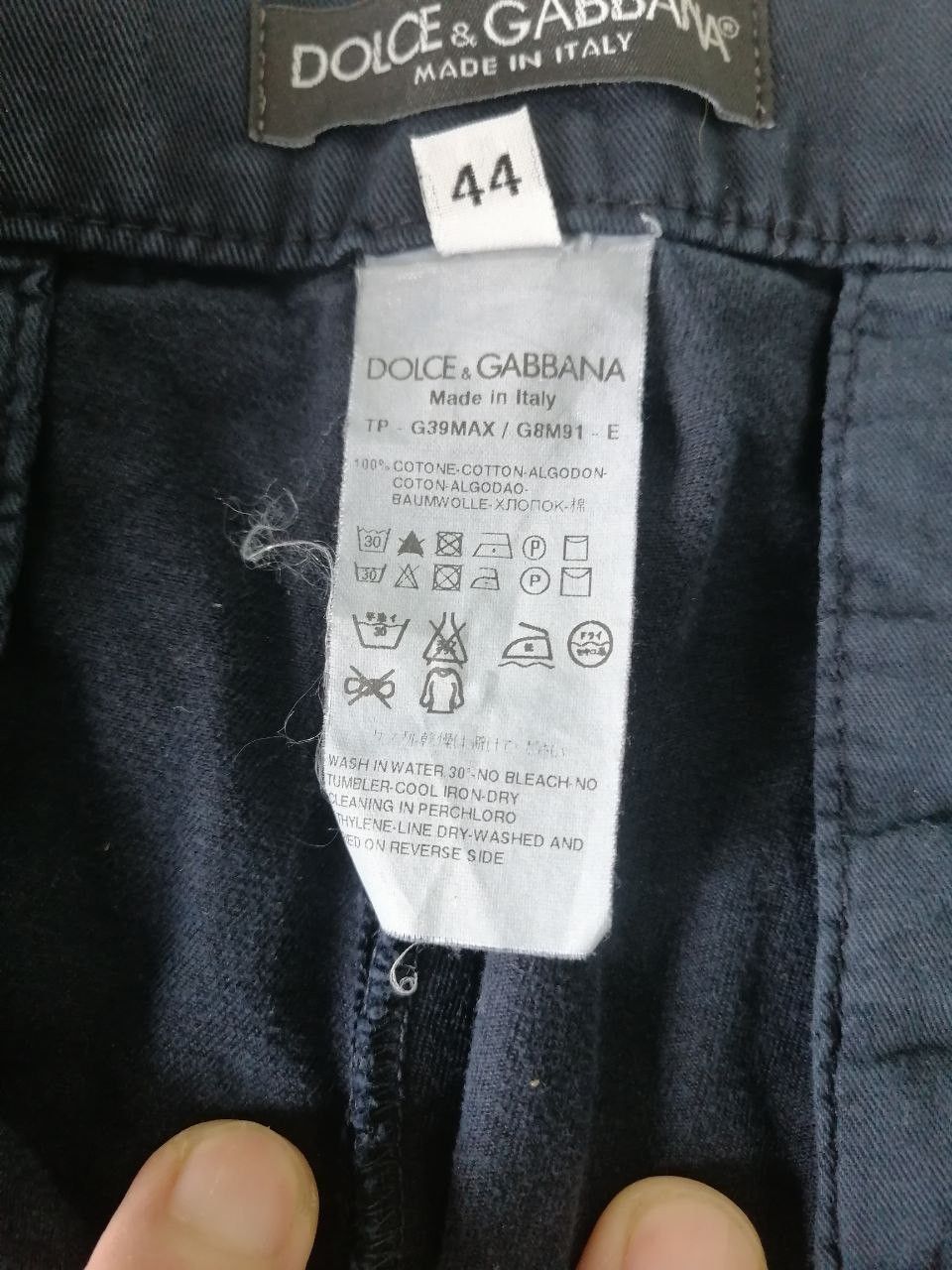 Dolce & Gabbana Men's chinos Dolce & Gabbana dark blue, size IT 44. Size US 28 / EU 44 - 7 Thumbnail