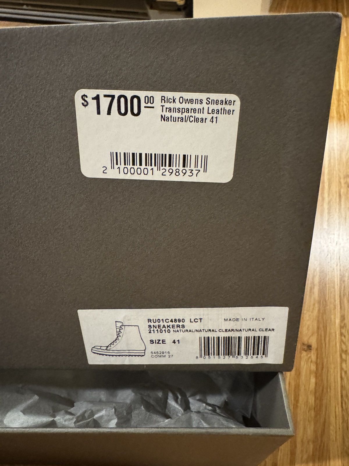 Rick Owens Rick Owens EDFU Ramones Natural/Clear IT41 Size US 8 / EU 41 - 9 Thumbnail