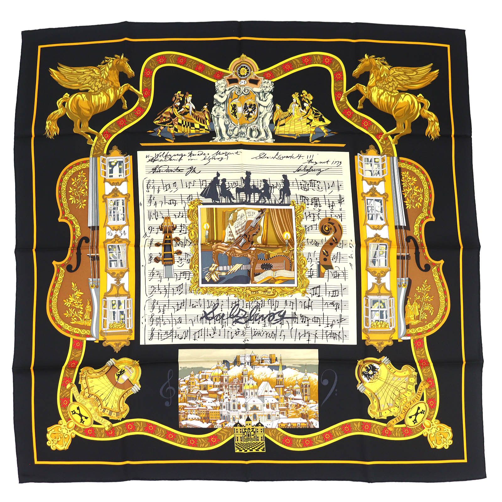 Hermes Hermès IN SALZBURG Kare90 Silk Scarf Textile Scarf DUTY FREE for USA