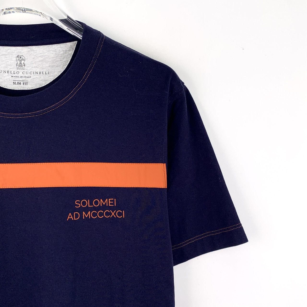Brunello Cucinelli BC Dark Blue Stripe Cotton Short Sleeve T-Shirt K26WX Size US XS / EU 42 / 0 - 3 Thumbnail