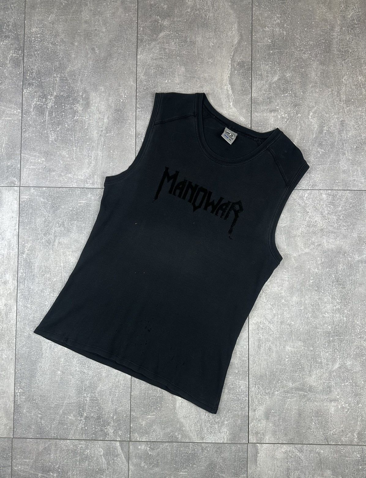 Gildan Manowar Vintage Rare Distressed Band Rock Crop Shirt Size US XL / EU 56 / 4 - 1 Thumbnail