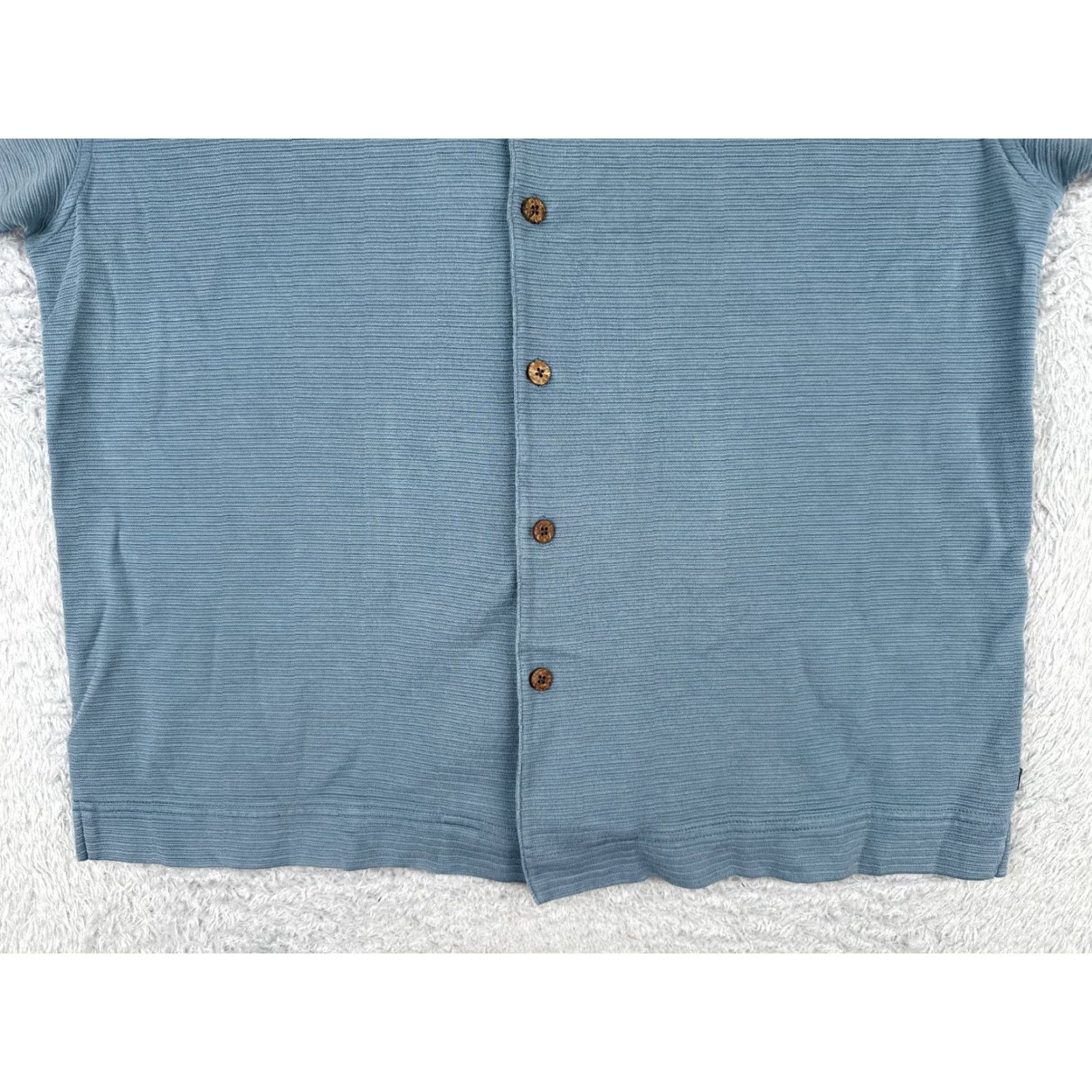 Tommy Bahama Tommy Bahama Shirt Men's Large Blue Stripe Silk Blend Button-Up Wood Button Aloha Hawaiian Resort Vacation Mens Size US L / EU 52-54 / 3 - 5 Thumbnail