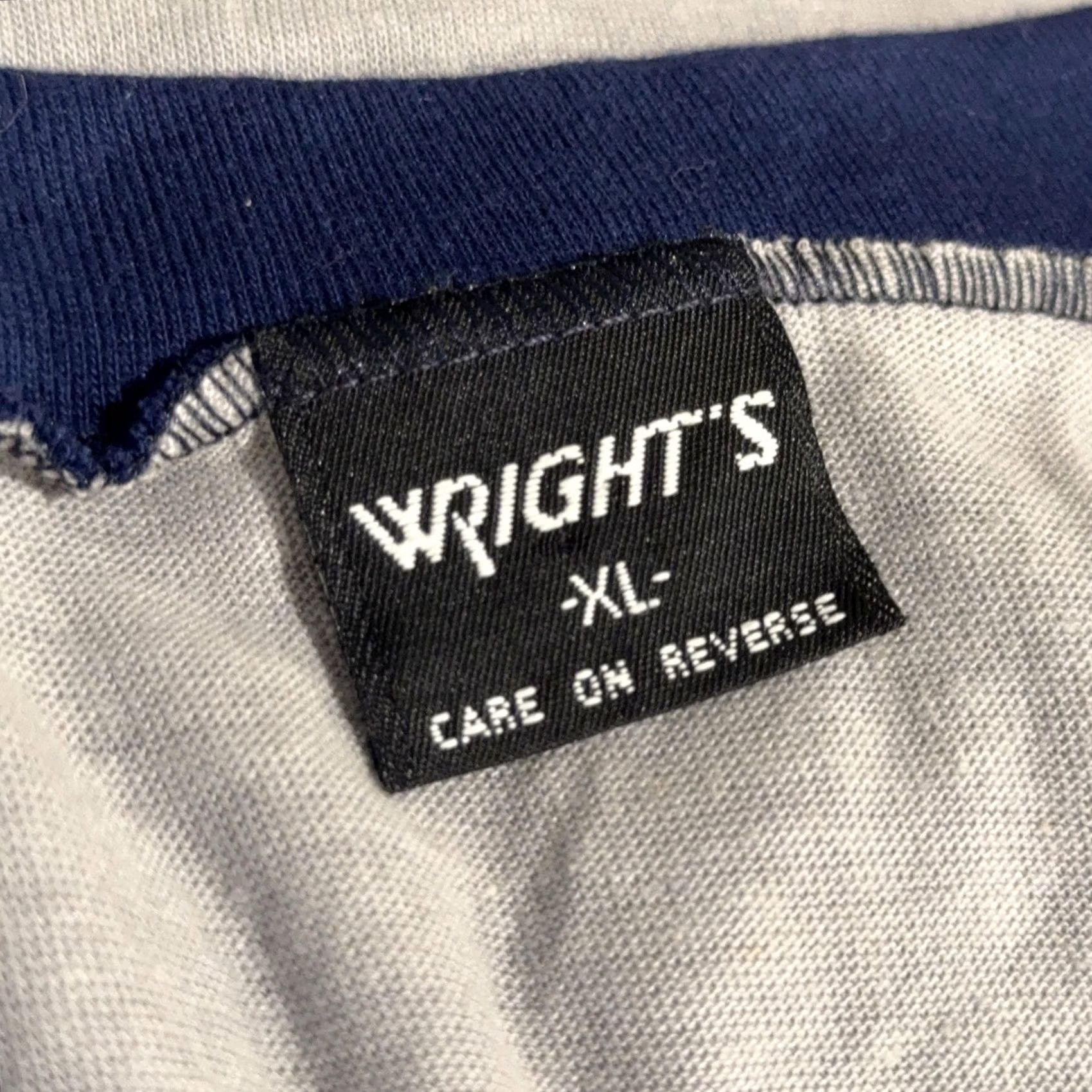 Vintage VINTAGE Wright's Shirt Mens L/XL Gray Blue Red Jersey Ringer Athletic Tee 80s Size US L / EU 52-54 / 3 - 8 Thumbnail