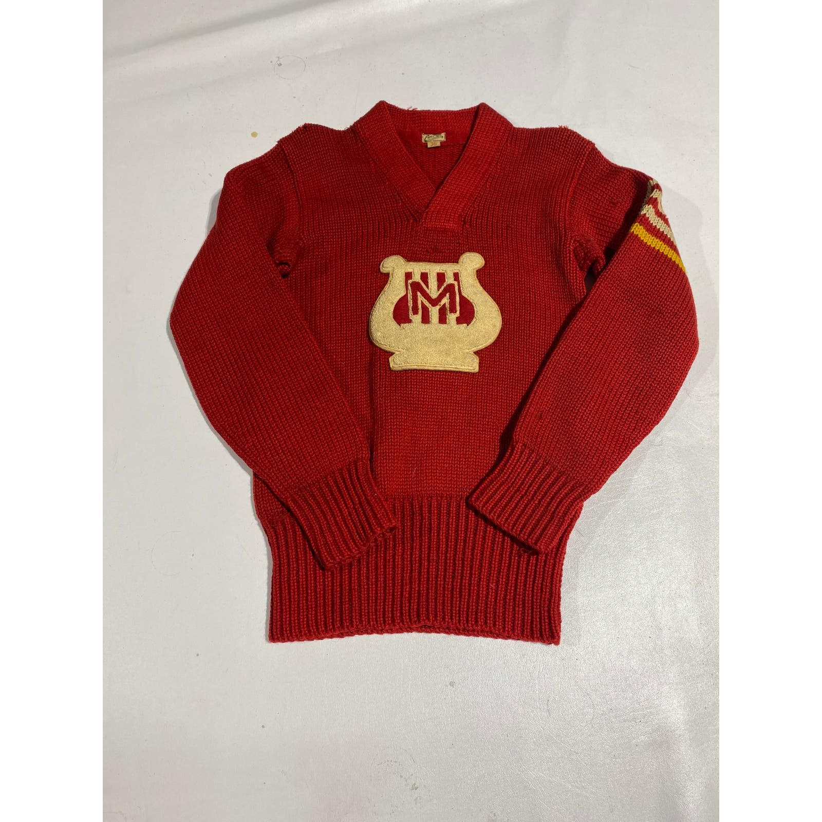 image of Unsound Rags x Vintage 30's Vintage Letterman Sweater Red Size 36 Em Roe Wool Knit, Men's