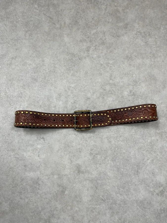 Polo Ralph Lauren 2000s Ralph Lauren Brown Leather Studded Belt Size ONE SIZE - 3 Thumbnail