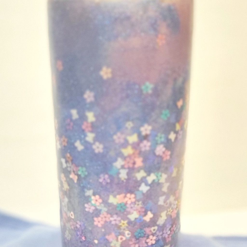 Handmade Hand Crafted Purple Glitter 30 Oz Tumbler Butterfly Floral Size ONE SIZE - 2 Thumbnail