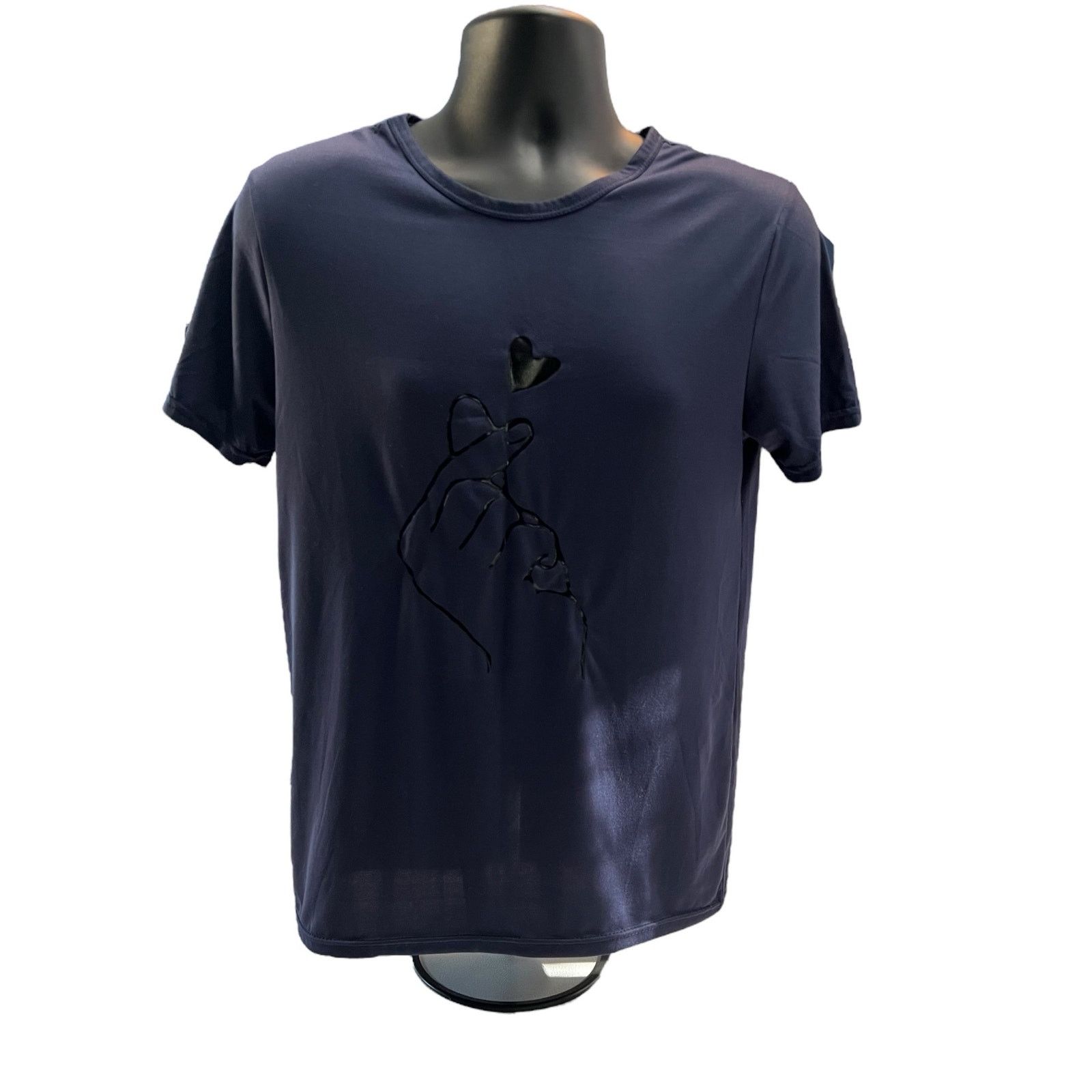 Other Minimalist Cut Out Hand Heart Gesture T-Shirt NCS Brand Blue Size M / US 6-8 / IT 42-44 - 1 Thumbnail