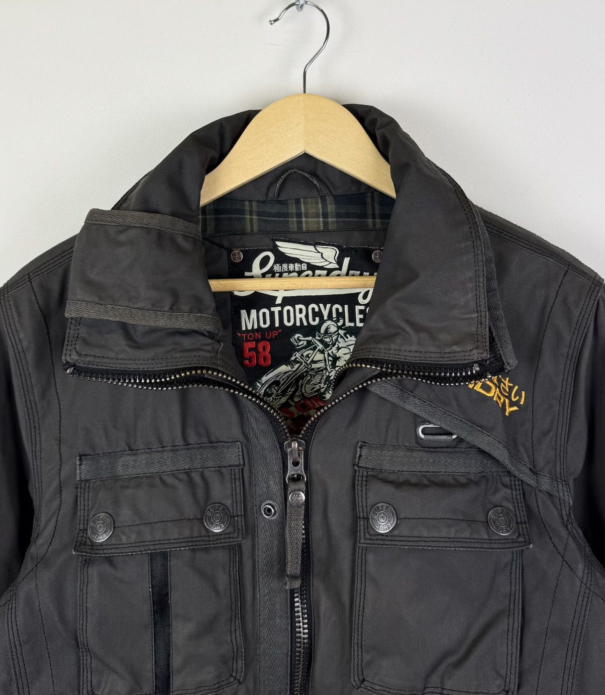 Superdry Superdry Black Hawk Waxed Cotton Jacket Size L Gray Biker Size US L / EU 52-54 / 3 - 2 Thumbnail