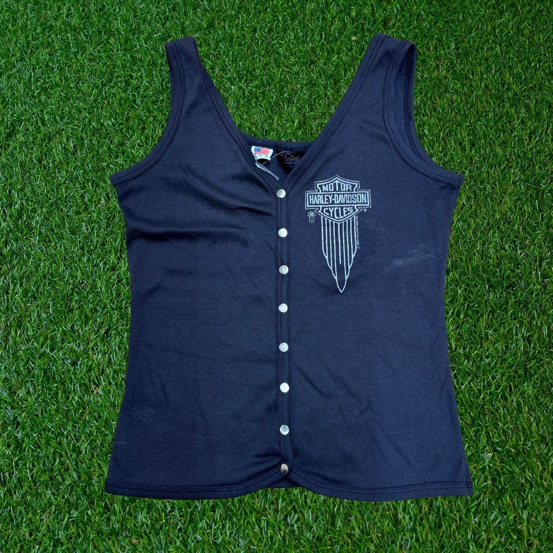 Harley Davidson Vintage Button Tank Top Size L / US 10 / IT 46 - 1 Thumbnail