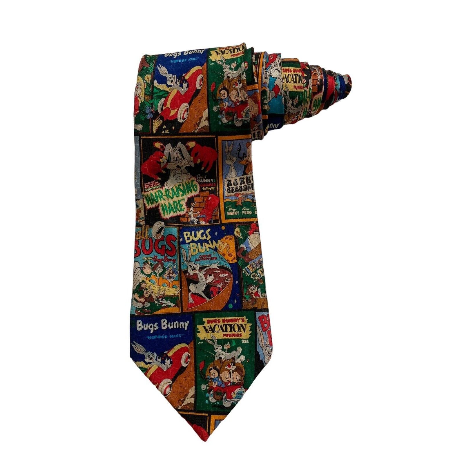 Vintage Looney Tunes Bug Bunny Movie Posters Cartoon Necktie Size ONE SIZE - 1 Thumbnail