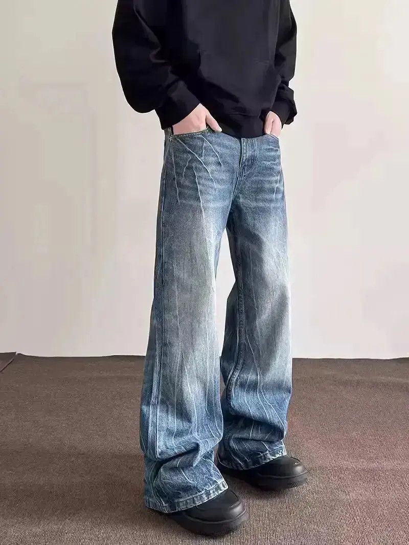 Japanese Brand Street distressed corrugated crease micro-flared jeans y2k Size US 32 / EU 48 - 1 Thumbnail