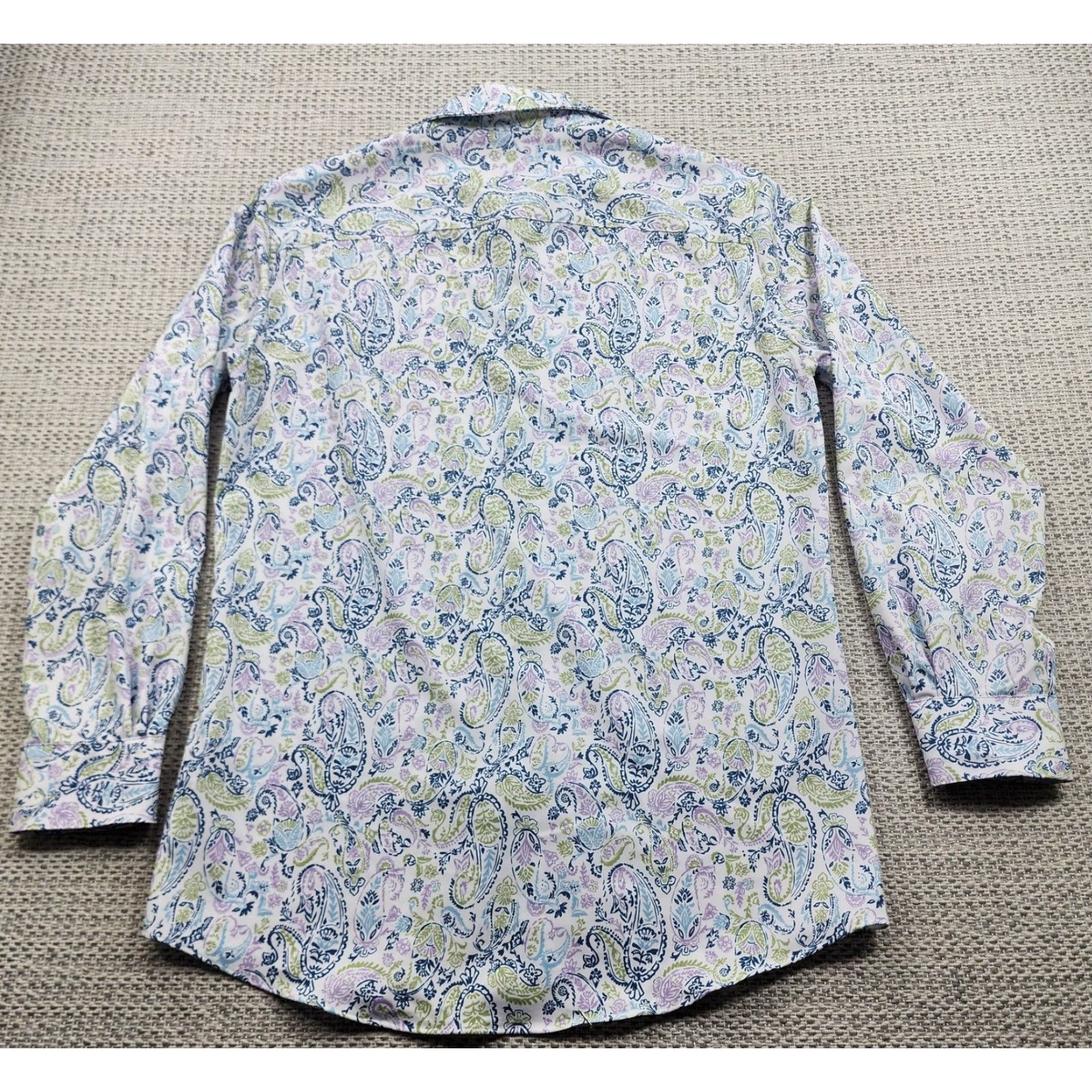Alfani Alfani Shirt Mens 15-15.5 32-33 White Paisley Slim Fit Stretch Button-Down Shirt Size US L / EU 52-54 / 3 - 6 Thumbnail