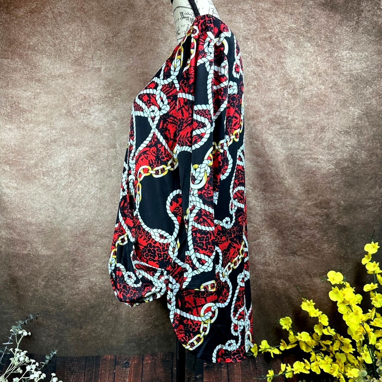 Other Shavonne Dorsey Chain/Rope Asymmetrical Blouse Red/Black L Size L / US 10 / IT 46 - 8 Thumbnail